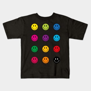 Bright colorful smiley face sticker set Kids T-Shirt